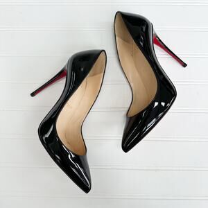 Christian Louboutin So Kate Black Patent Leather Pump Stiletto Heel Pointed Toe